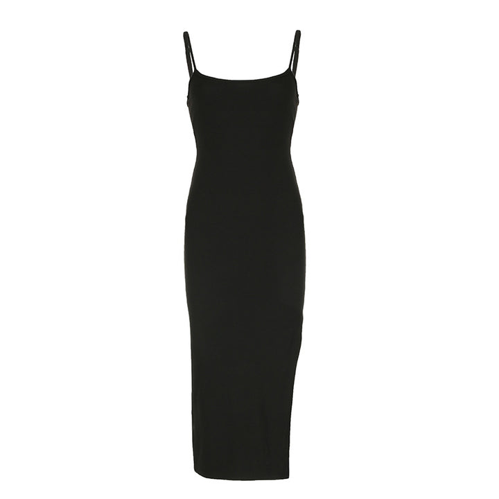 Damen Maxikleid mit feinen Spaghettiträgern und figurbetonter Silhouette Drune