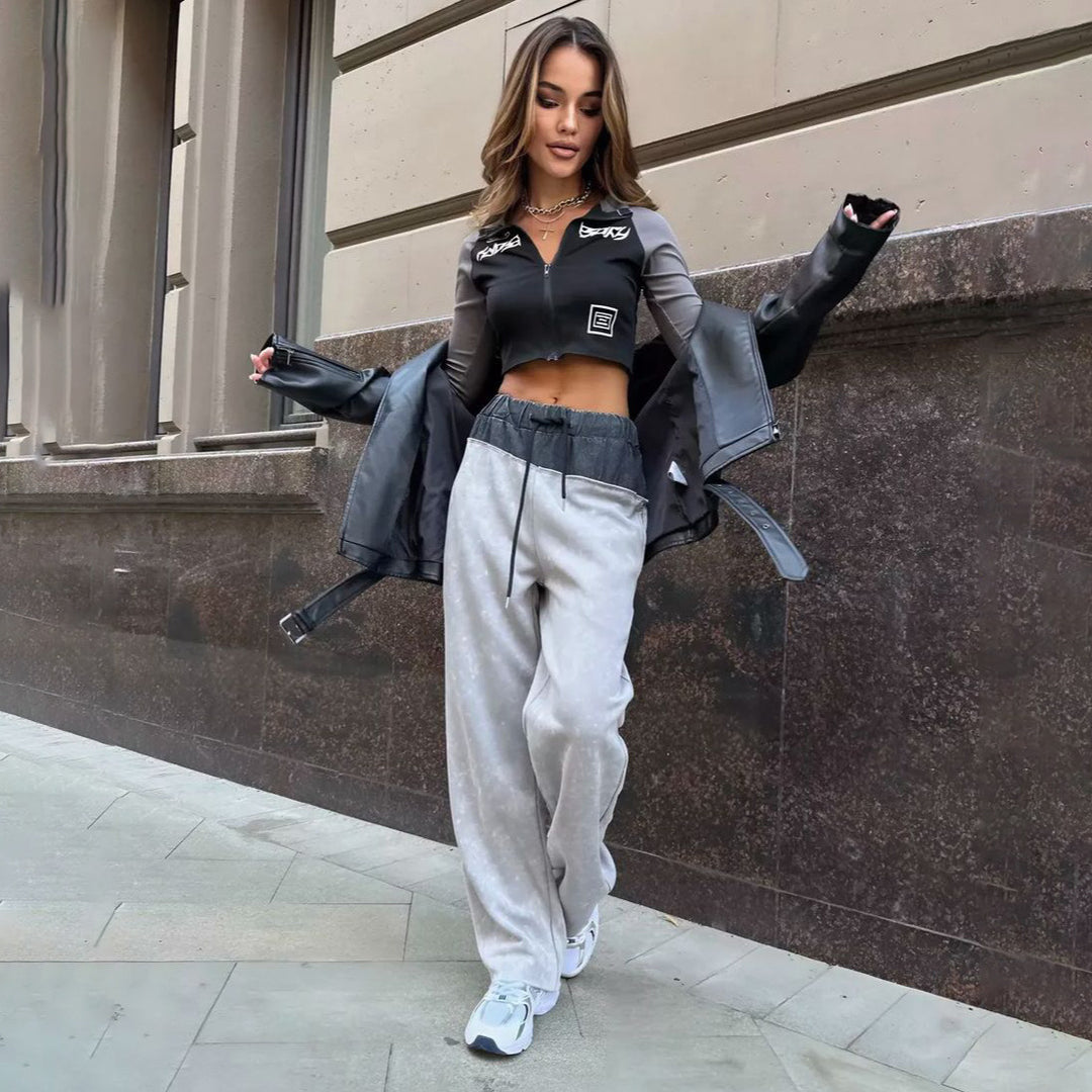 Damen Bequeme Freizeithose mit elastischem Bund und trendigem Design Drune