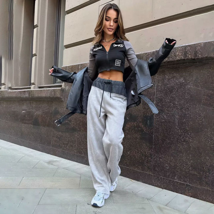 Damen Bequeme Freizeithose mit elastischem Bund und trendigem Design Drune