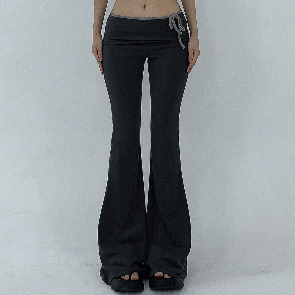 Damen Flared Yoga-Hose mit elastischem Bund und geripptem Stoff Drune