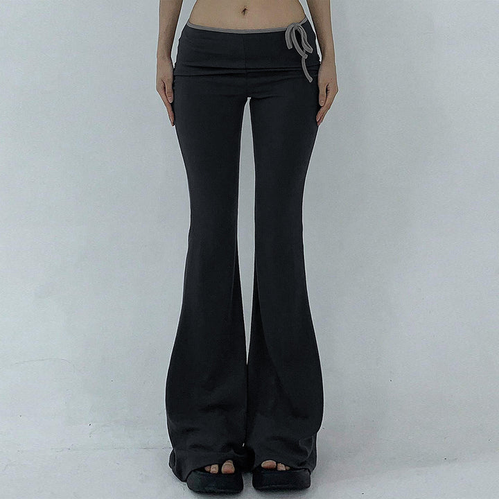 Damen Flared Yoga-Hose mit elastischem Bund und geripptem Stoff Drune