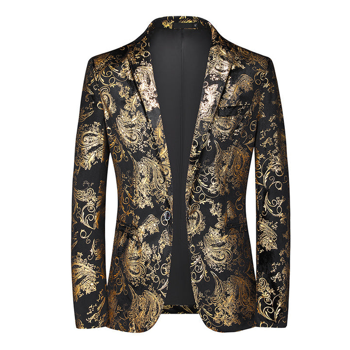 Herren nan ornamentaler Smokingblazer mit Schalkragen, Slim-Fit und edlem Paisley-Druck Drune