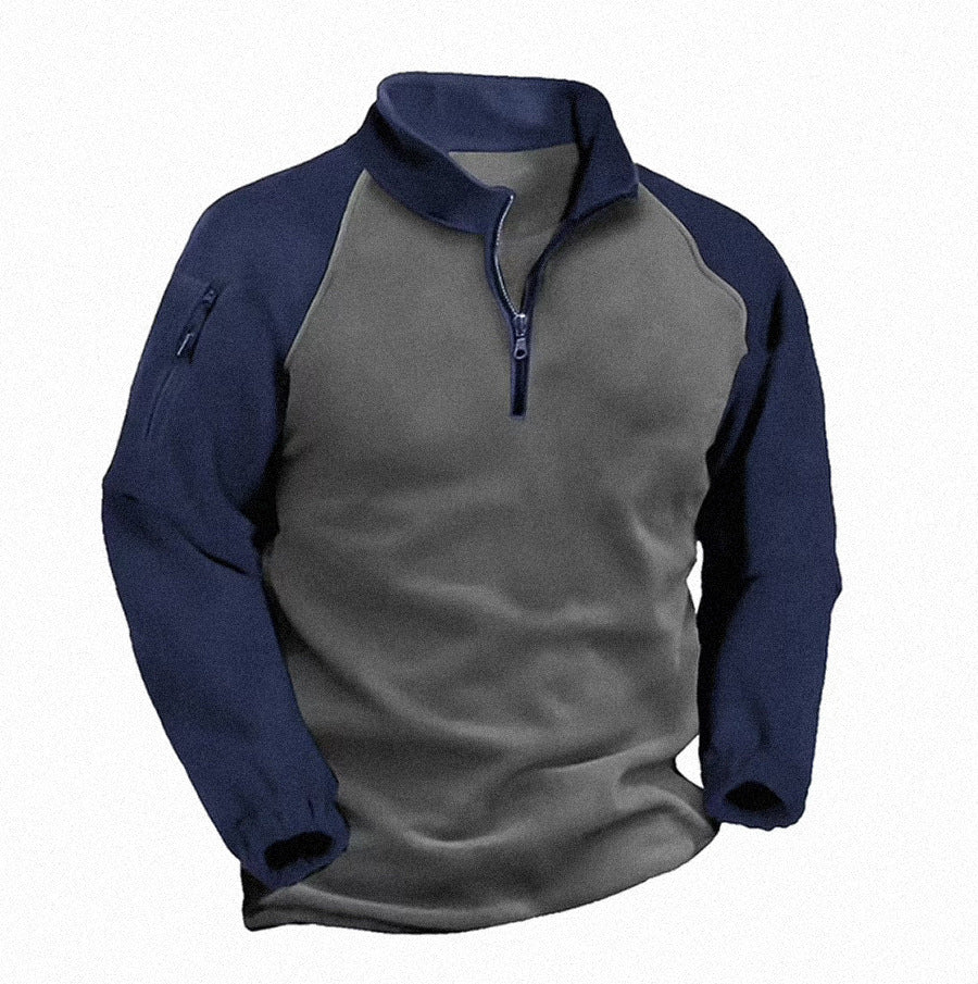 Herren Fleece-Pullover mit hohem Kragen und Stehkragen Drune