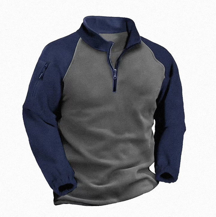 Herren Fleece-Pullover mit hohem Kragen und Stehkragen Drune