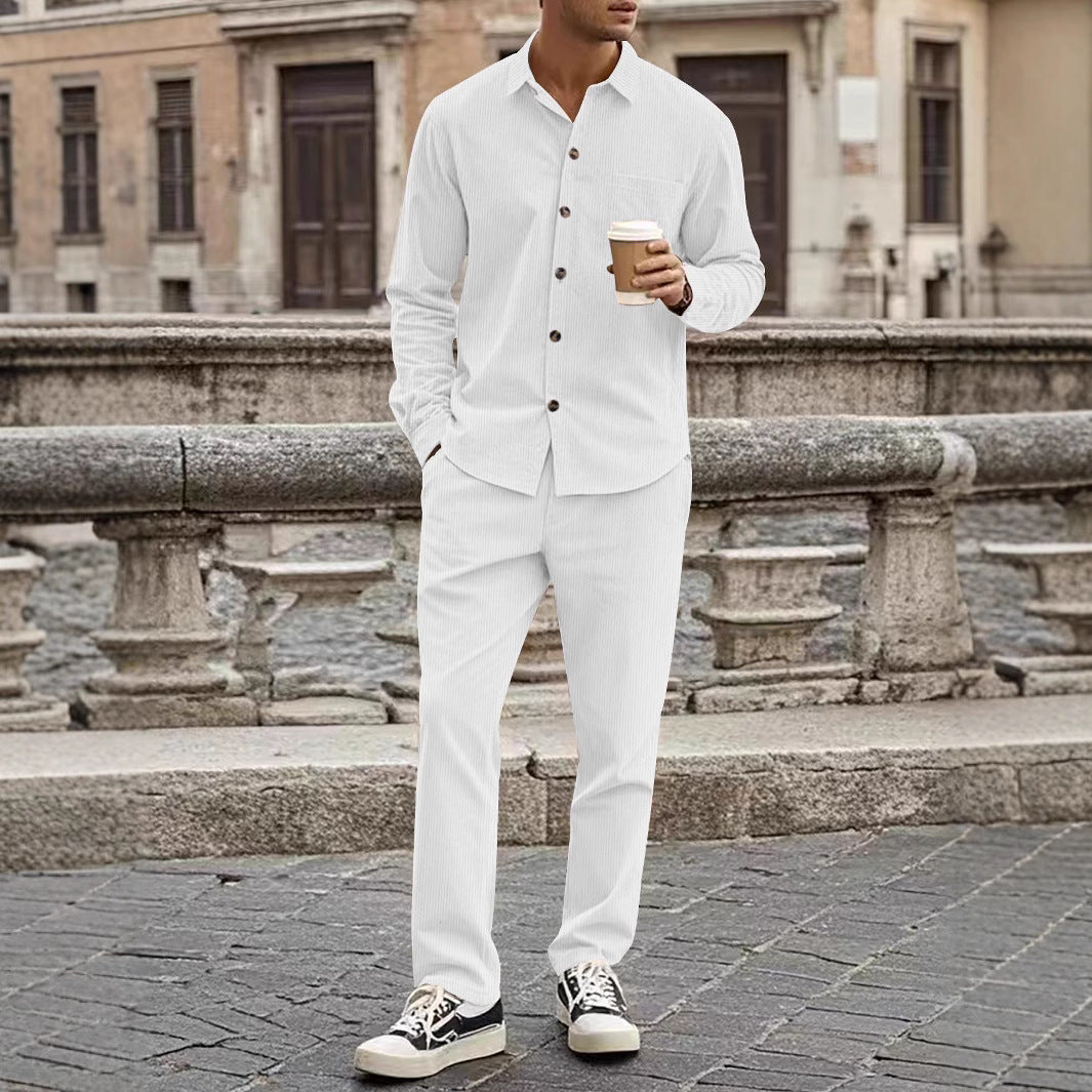 Herren elegantes Freizeitanzug mit stilvollem Hemd und bequemer Hose Drune