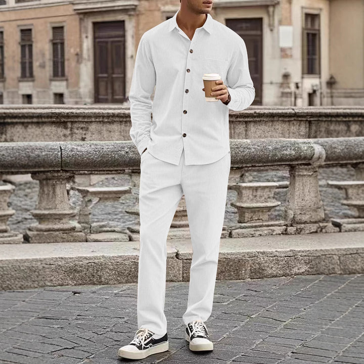 Herren elegantes Freizeitanzug mit stilvollem Hemd und bequemer Hose Drune