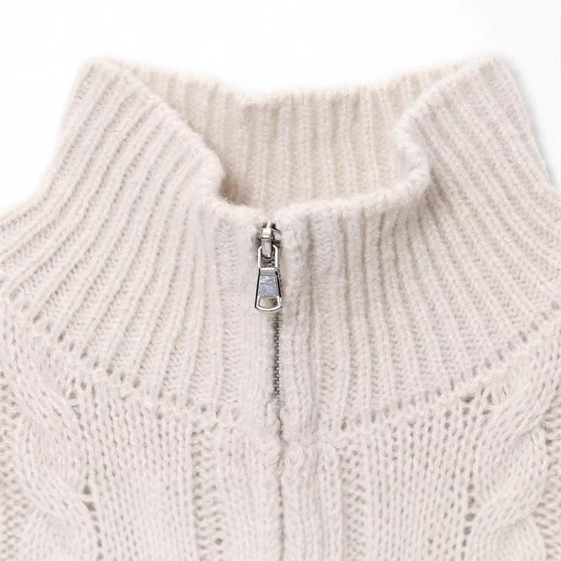 Damen Strickjacke mit hohem Kragen und Reißverschluss Drune