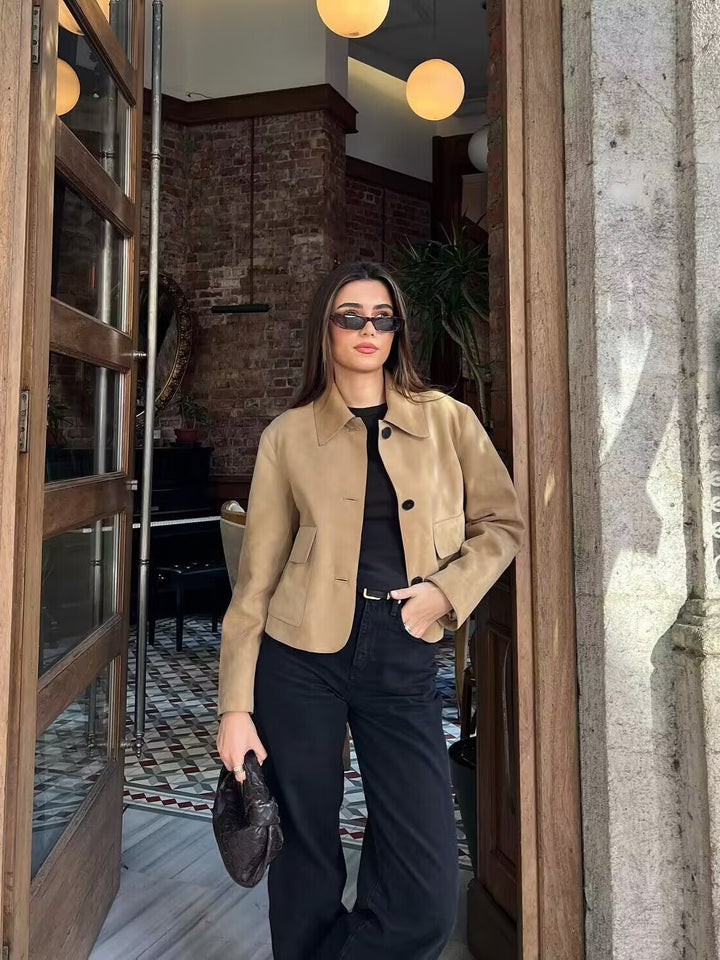 Damen Dünne Wildlederjacke Drune