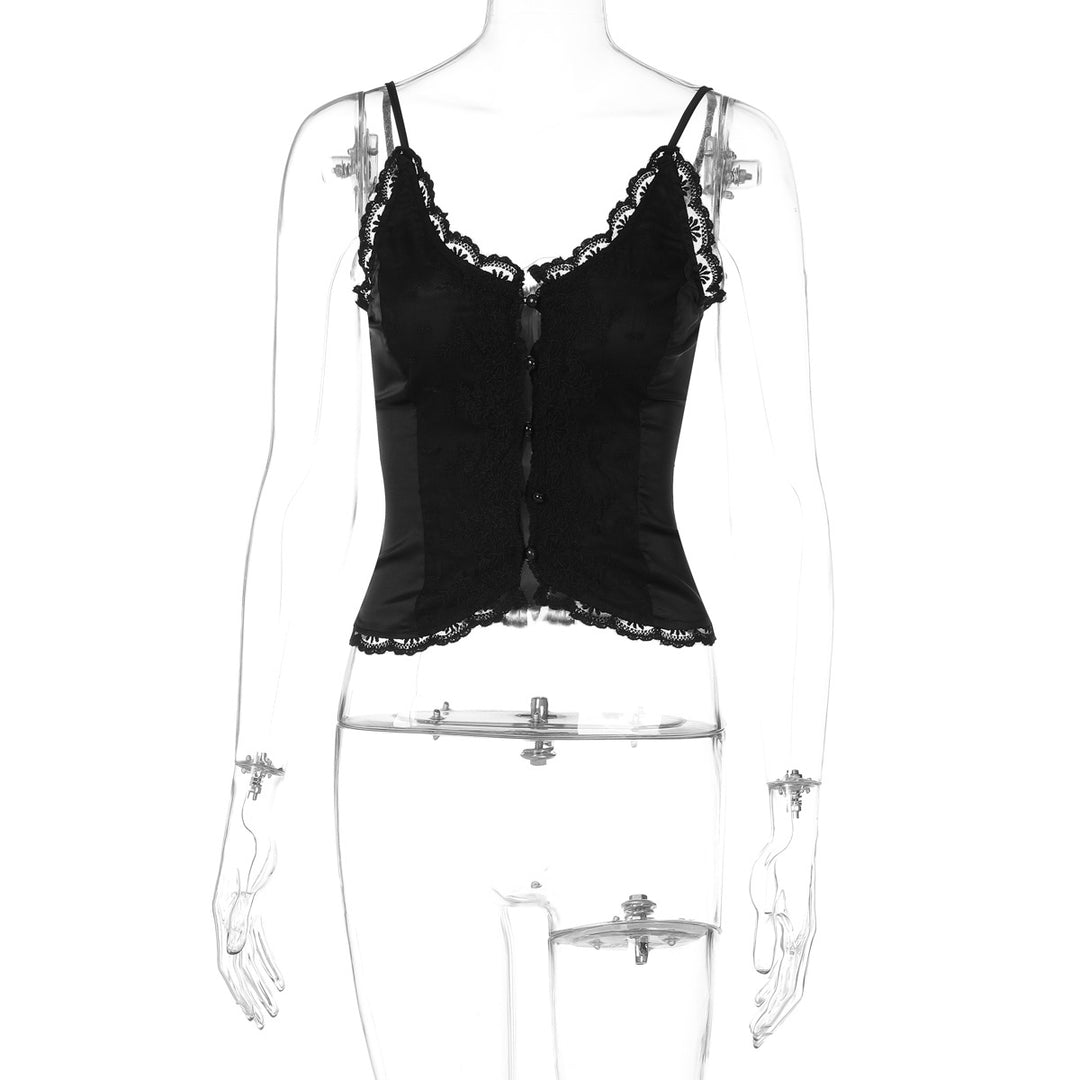 Damen Spitzen-Corsage mit eleganter Knopfleiste Drune