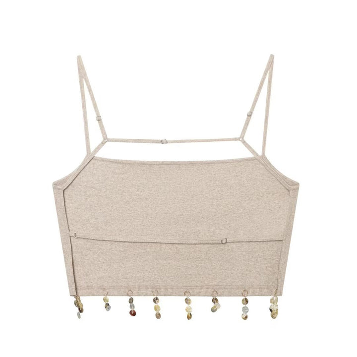 Damen Crop-Top mit funkelnden Pailletten und schmalen Trägern Drune
