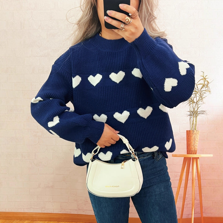 Damen Pullover mit Herzmuster Drune