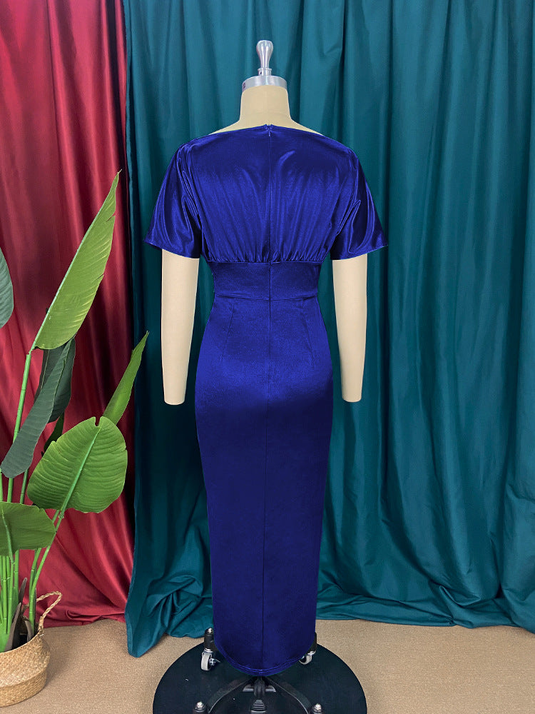 Damen Elegantes Maxikleid mit raffinierter Drapierung und hohem Schlitz Drune