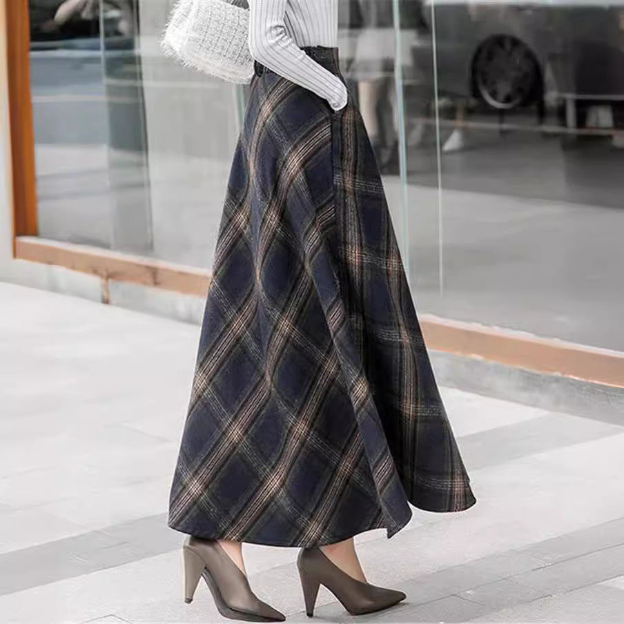 Damen Eleganter Karorock aus hochwertigem Wollmix mit hohem Bund Drune