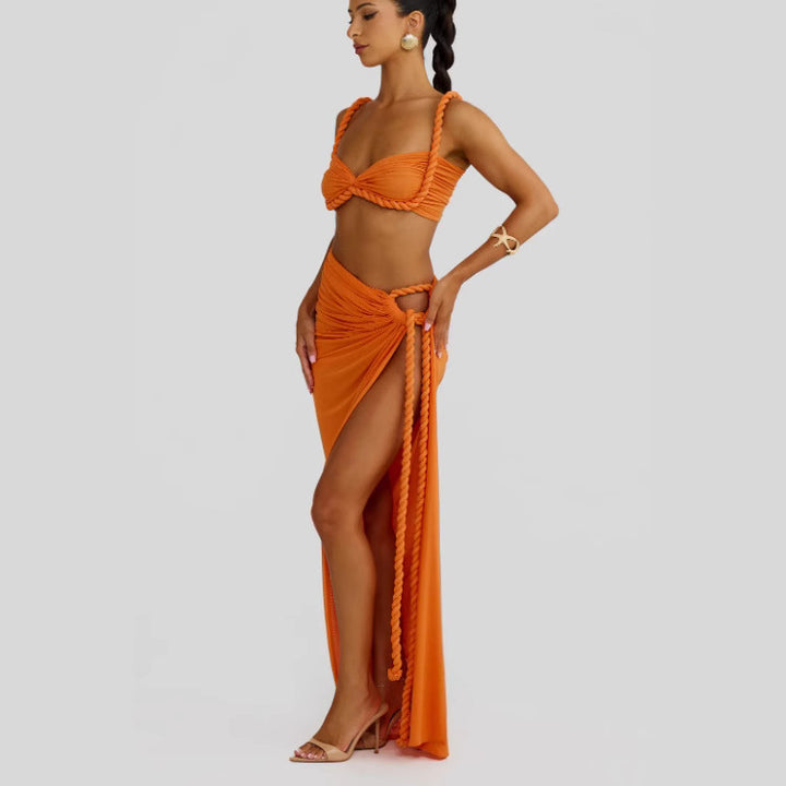 Damen Bikiniset mit elegantem Wickeltuch und kunstvollen Schnürdetails Drune
