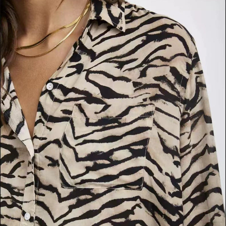Damen Bluse mit auffälligem Tiermotiv und lockerer Passform Drune