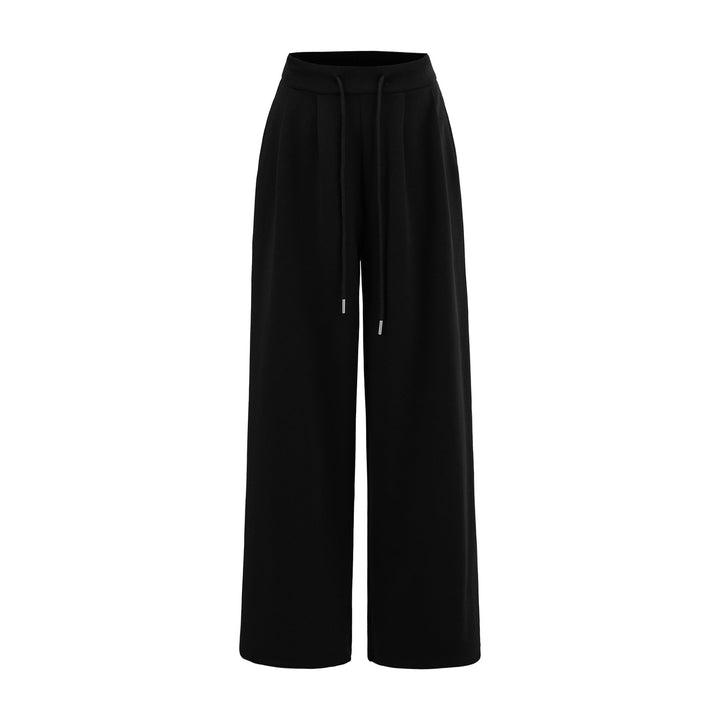 Damen Weite Lounge-Hose mit elastischem Bund und Kordelzug Drune