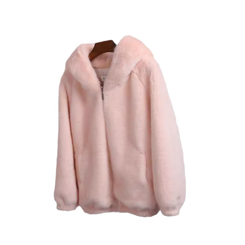 Damen Flauschige Kapuzenjacke Drune