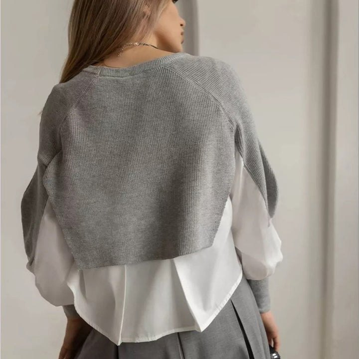 Damen modischer cropped Pullover mit innovativen Layering-Details Drune