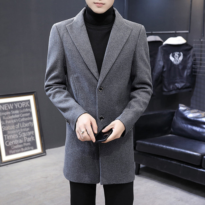 Herren eleganter Wollmantel mit modernem Schnitt und praktischen Taschen Drune