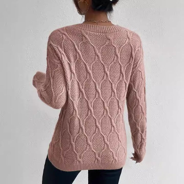 Damen Grobstrickpullover mit kreativem Zopfmuster und moderner Passform Drune