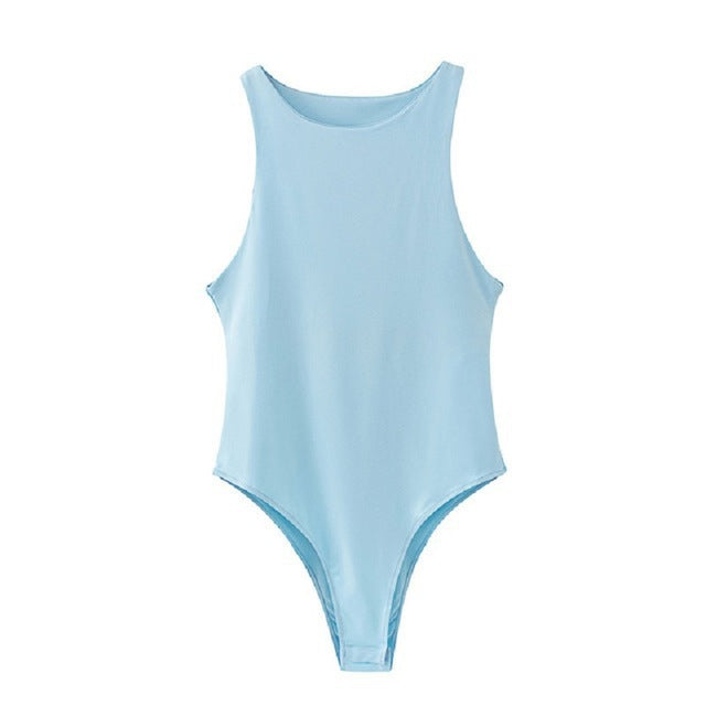 Damen sportlicher Einteiler mit hohen Beinausschnitten und rundem Halsausschnitt Drune