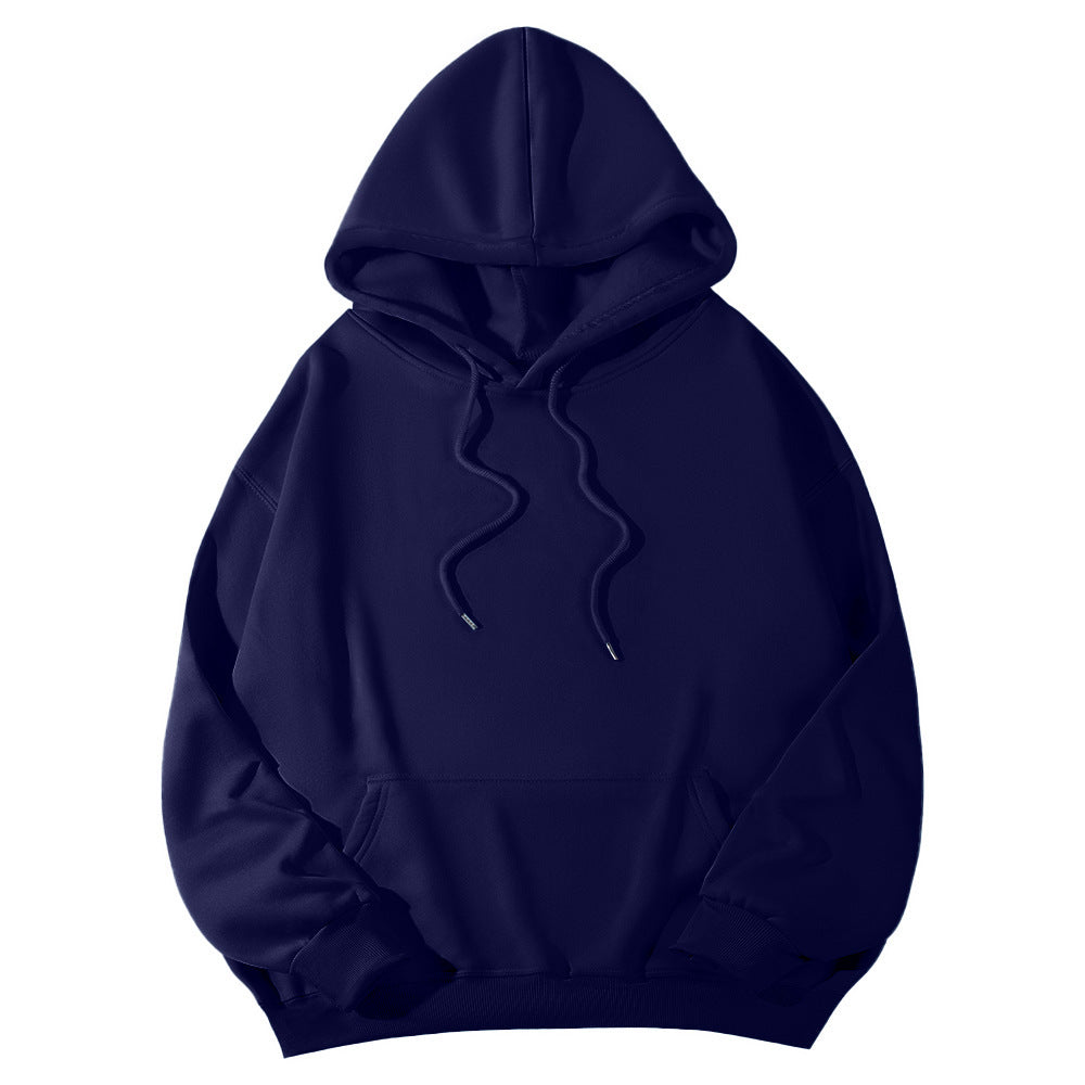 Unisex Oversize-Fleece-Hoodie mit tiefer Schulter, Kängurutasche und breitem Rippbund Drune