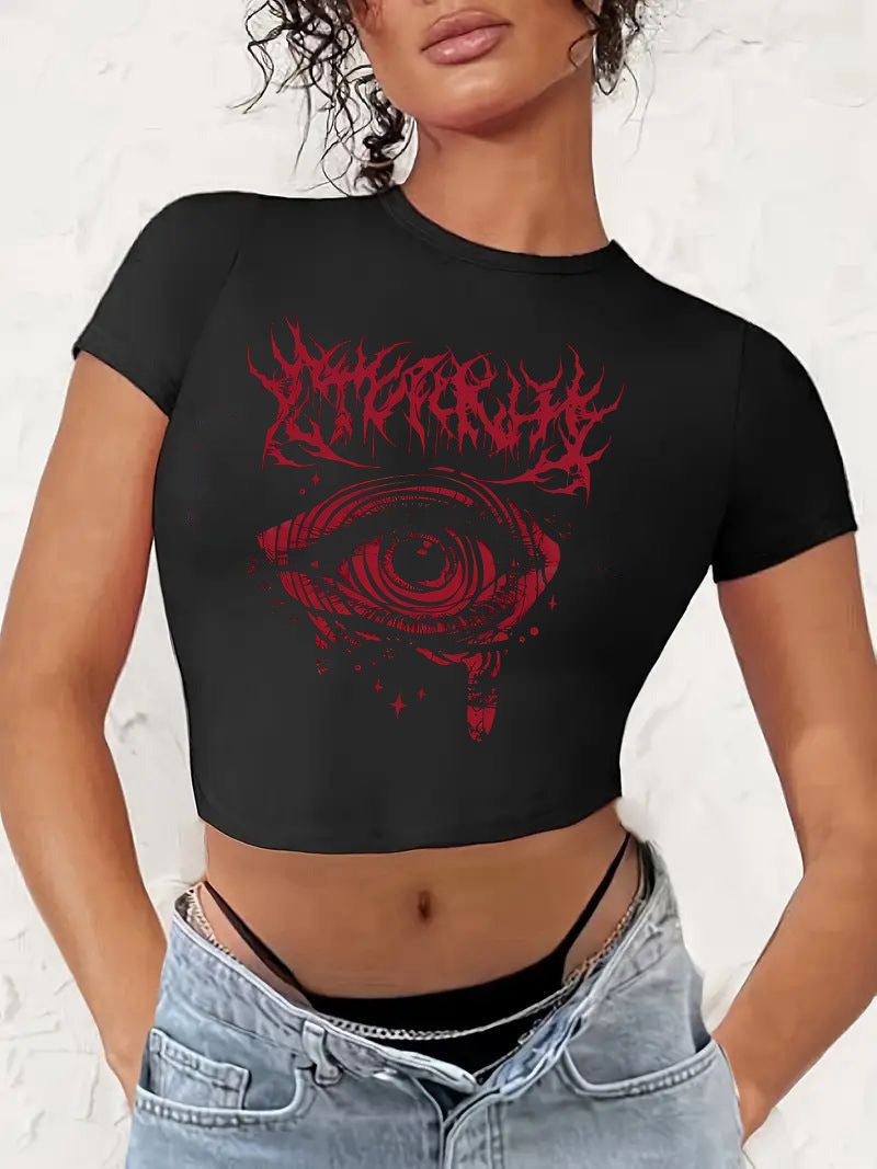 Damen Crop-T-Shirt mit fruchtigem Kirschdesign und lockerem Schnitt Drune