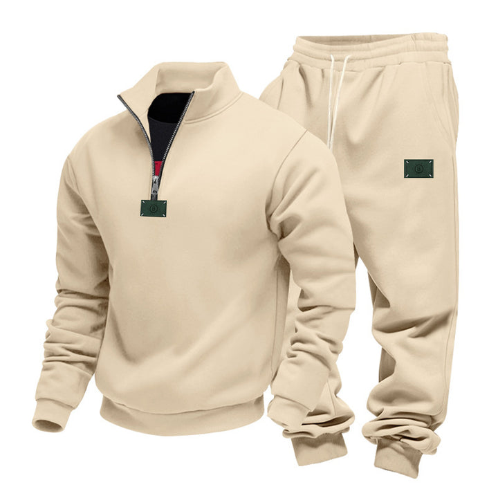 Herren nan komfortables Halbzip-Sweatset mit tapered Jogginghose und elastischem Tunnelzug Drune