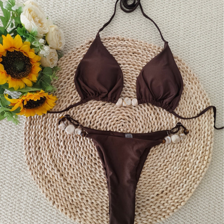 Damen Triangel-Bikini mit raffiniertem Knoten-Detail und verstelbaren Trägern Drune