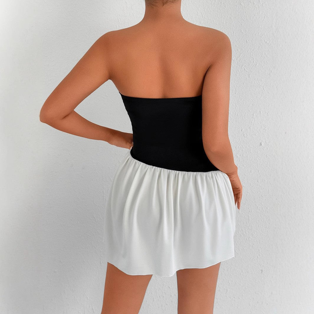 Damen Tailliertes Bandeau-Kleid mit schwingendem Rock Drune