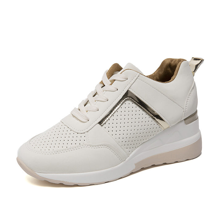 Damen nan sportive Plateau-Sneaker mit perforiertem Microfaser-Obermaterial gepolstertem Komfortfutter und reflektierendem Zierstreifen Drune