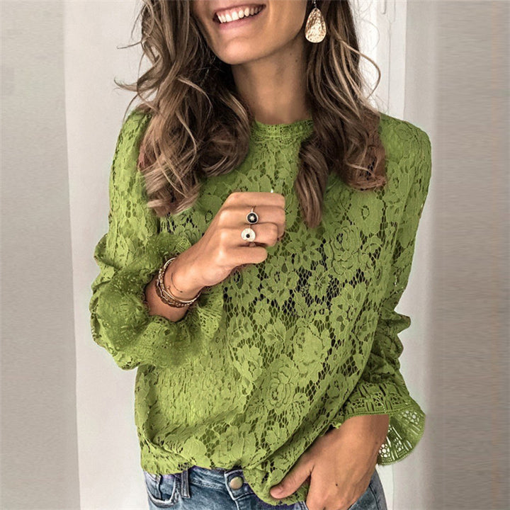 Damen Spitzenshirt mit femininen Details und lockerem Schnitt Drune