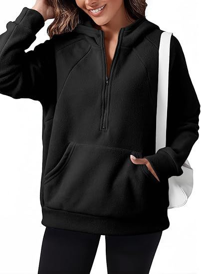 Damen Fleece Kapuzenshirt mit praktischer Kängurutasche Drune
