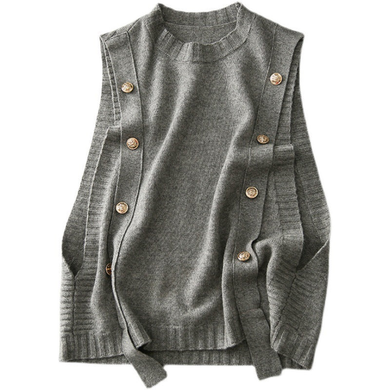Damen Strickweste mit dekorativen Knöpfen und modischem Design Drune