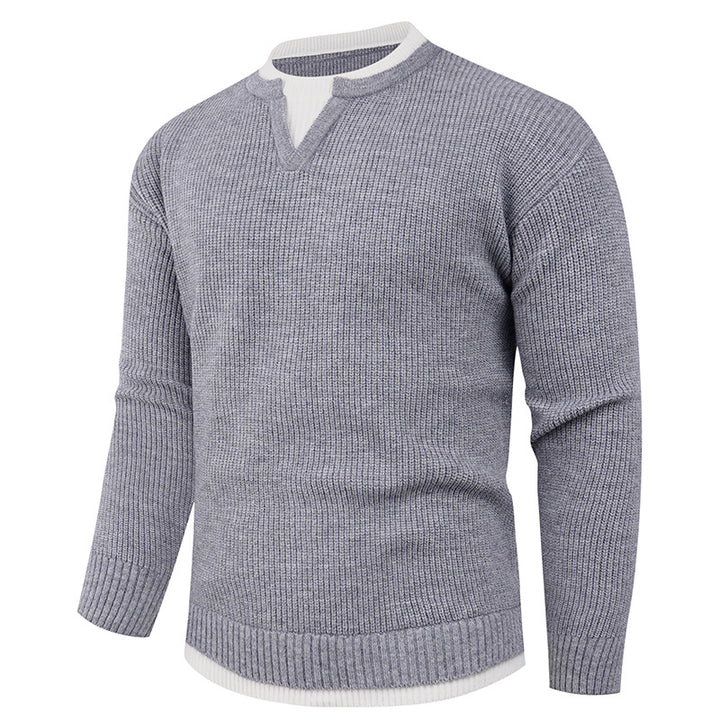 Herren Strickpullover mit V-Ausschnitt und modernem Rippenmuster Drune