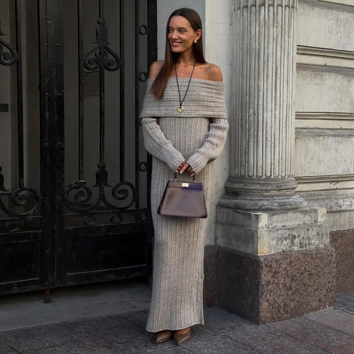 Damen Oversized Strickkleid mit weitem Schnitt und eleganten Details Drune