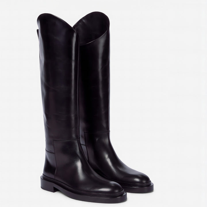 Damen Tall Leder Reitstiefel Drune