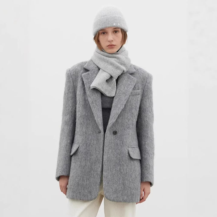 Damen Eleganter und kuscheliger Wollblazer mit modernem Schnitt Drune