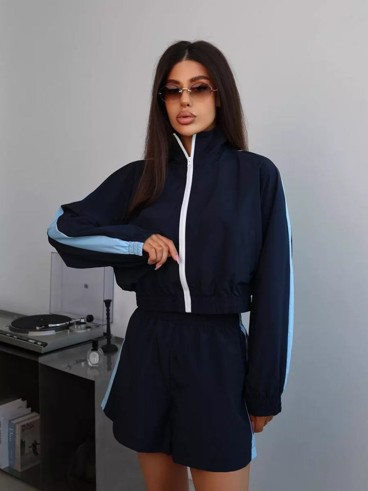 Damen sportliches Freizeit-Set mit atmungsaktivem Oberteil und Shorts Drune