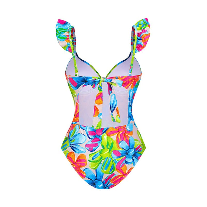 Damen Einteiler Badeanzug mit raffinierten Cut-Out-Details und floralem Design Drune