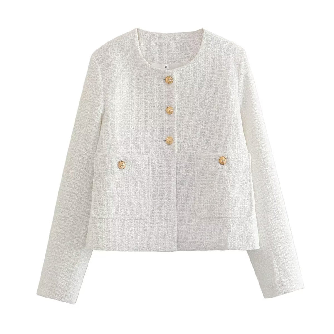 Damen Modische Tweedjacke mit strukturiertem Gewebe Drune