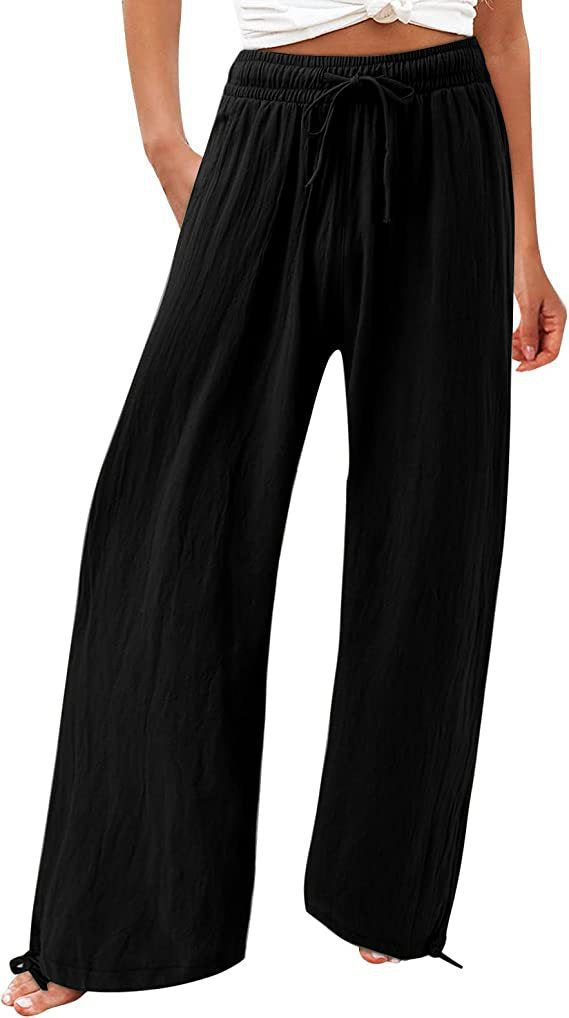 Damen Weite Sommerhose aus leichtem Material mit verstellbarem Bund Drune