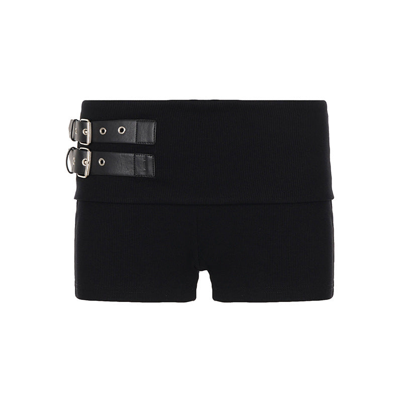 Damen sportliche Shorts mit modernem Gürteldesign und hohem Bund Drune