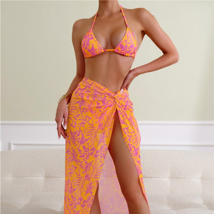 Damen Bikini mit floralem Muster und eleganter Strandumhüllung Drune