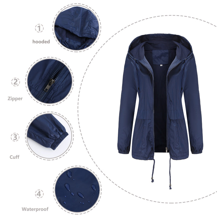 Damen sportliche Windbreaker-Jacke mit verstellbarer Kapuze und elastischen Bündchen Drune