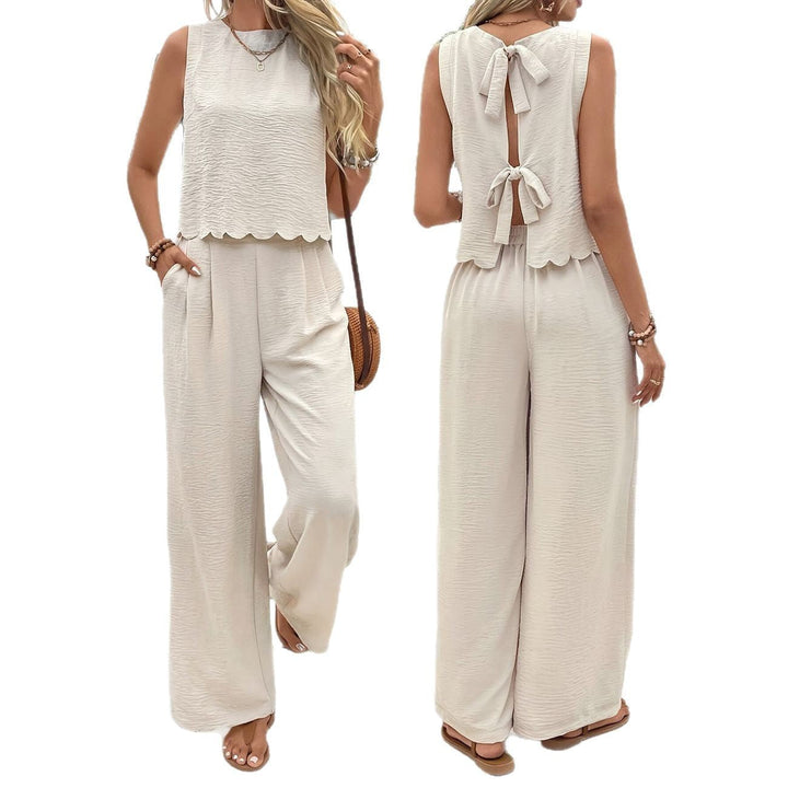 Damen Lässiger Jumpsuit mit elegantem Rückenausschnitt und weitem Bein Drune