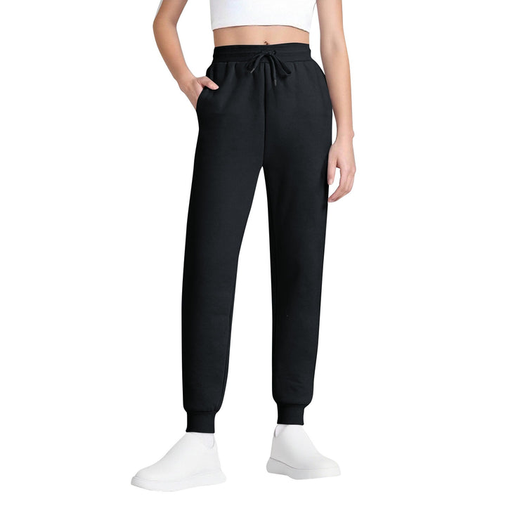 Damen nan schlanke hochgeschnittene Jogginghose mit Tunnelzug, Eingrifftaschen und Bündchen Drune
