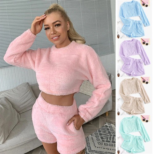 Damen Kuschelige Plüsch-Pyjama-Set Drune