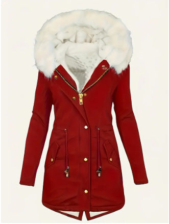 Damen gefütterte Winterjacke mit abnehmbarer Kapuze Drune