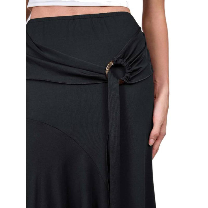 Damen Eleganter maxi Rock mit asymmetrischem Schnitt und praktischem Bindegürtel Drune